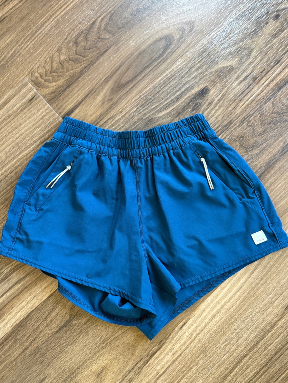 Vuori Blue Athletic Shorts with Zip Pockets